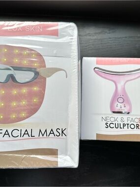 Lux Skin Facial Mask & Neck + Face Sculptor Set - Pink/White